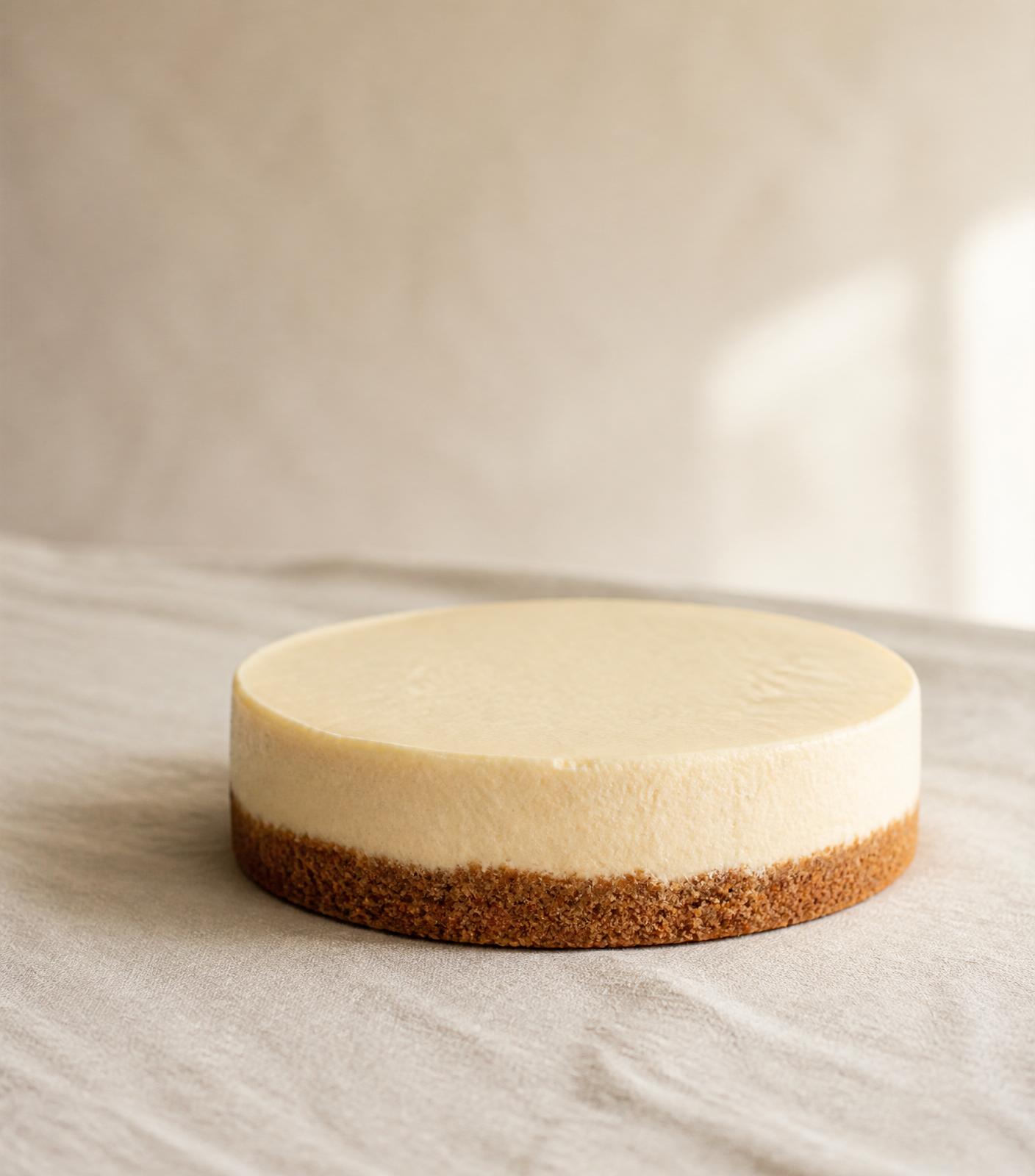 Cheesecake con base dorada de biscotti